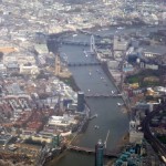A view of Central London whilst coming in to land at Heathrow airport.